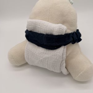 Windelgürtel blau mit Mullwindel am Wickeldummy