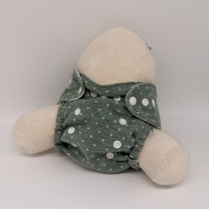 Klassische Wollwindel türkis mit weißen Punkten