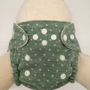 Klassische Wollwindel türkis mit weißen Punkten