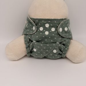 Klassische Wollwindel türkis mit weißen Punkten